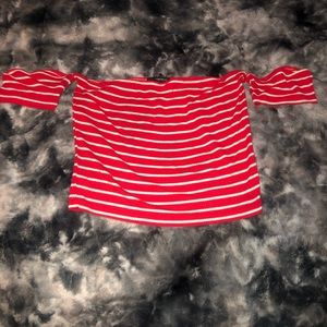 Off shoulder stripped top